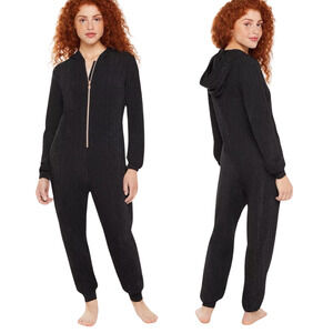 Savage X Fenty Jumpsuit Womens Medium Black Sleep & Shine Hooded Glitter Casual‎